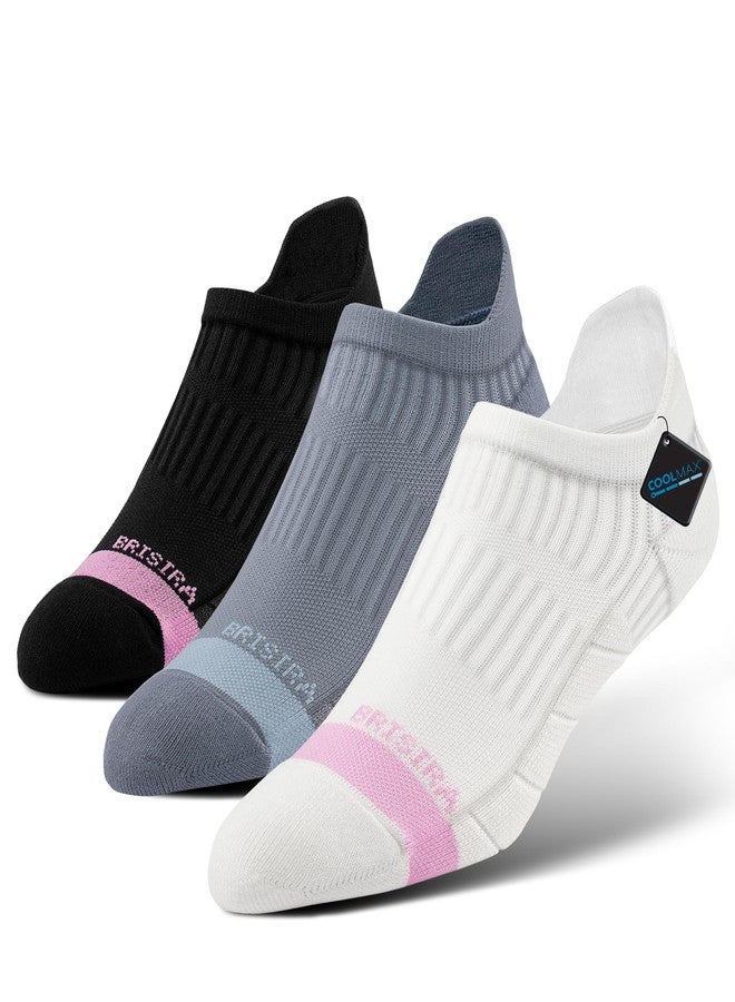 BRISIRA Coolmax Bamboo Viscose Women Compression Running Socks 3 Pairs Low Cut Ankle Athletic Anti Odor&Blister Cushioned - Image 1